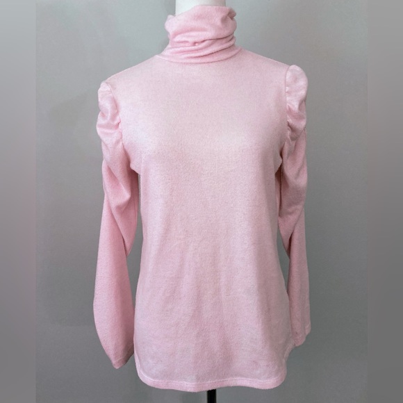 ALISON ANDREWS Pink Puff Shoulder Turtleneck Sweater Size Small - Picture 6 of 9